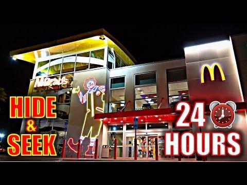 24 HOUR OVERNIGHT CHALLENGE IN WORLD'S BIGGEST MCDONALDS!!(*HIDE & SEEK*) thumbnail