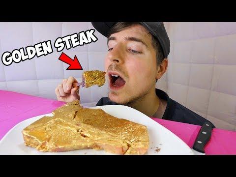 Eating A $10,000 Golden Steak (24k Gold) thumbnail