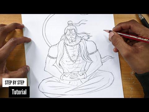 How To Draw Lord Hanuman Full Body in Detail Step By Step For Beginners @AjArts03 thumbnail