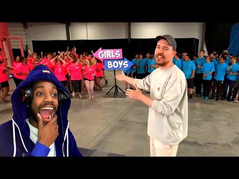 MrBeast 100 Girls Vs 100 Boys For $500,000 REACTION thumbnail