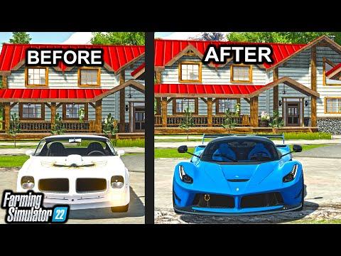 LEVELING UP GRANDPA'S CAR COLLECTION! ($5,000,000 FERRARI) | Farming Simulator 22 thumbnail