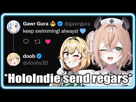 Nimi (Fauna) and Dooby (Ame) "send regards" to Gura, on Gura's graduation day thumbnail