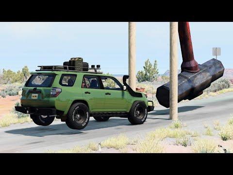Cars vs Giant Hammer #1 – BeamNG Drive | CrashBoomPunk thumbnail