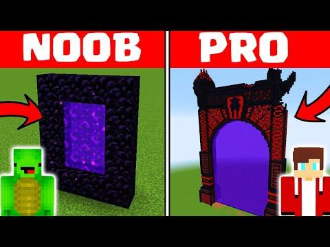 Minecraft NOOB vs PRO: BIGGEST NETHER PORTAL by Mikey Maizen and JJ thumbnail