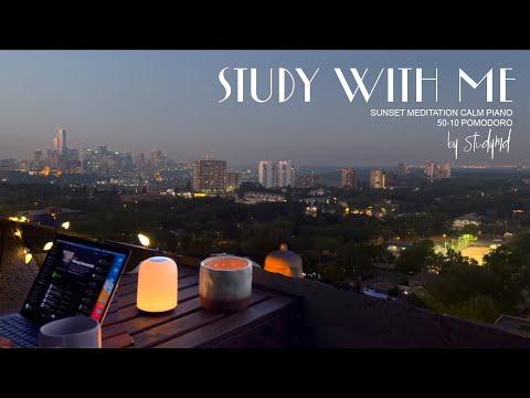 4-HOUR STUDY WITH ME 🌇 / Sunset Meditation Calm Piano /  Pomodoro 50-10 thumbnail