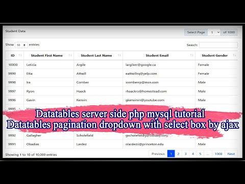 Datatables server side php mysql tutorial | Datatables pagination dropdown with select box by ajax thumbnail