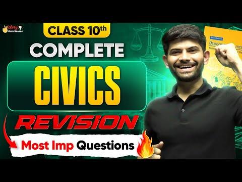 Live Marathon | Complete Civics Revision Class 10 SST | Session 2025 | Digraj sir thumbnail
