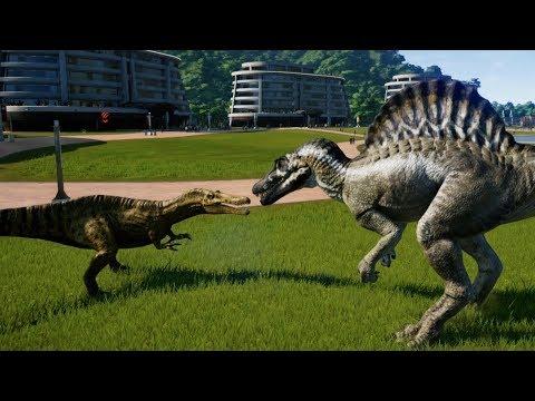 Baryonyx, Suchomimus & Spinosaurus Breakout & Fight! Jurassic World Evolution (1080p 60FPS) thumbnail