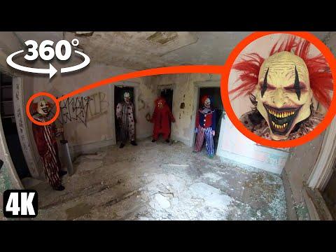 Scary Killer Clowns live in this Haunted Abandoned House.. [360° Camera Experience] thumbnail