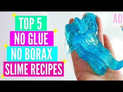 TOP 5 NO GLUE NO BORAX SLIME RECIPES! How To Make Slime Without Glue Or Borax #AD thumbnail