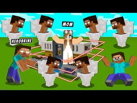 1000 SKIBIDI TOILETS vs HEROBRINE's Family Best Defense in Minecraft thumbnail