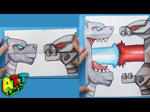 How to Draw a GODZILLA VS MECHAGODZILLA SURPRISE FOLD thumbnail