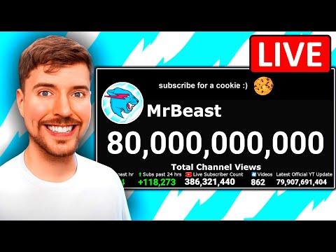 MrBeast Hits 80 BILLION Views! LIVE Total Channel Views Countdown! thumbnail
