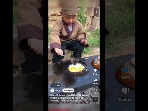 Beautiful nature life FN60 || Mountain tribal kid knows how to make an amazing breakfast #shorts #fy thumbnail