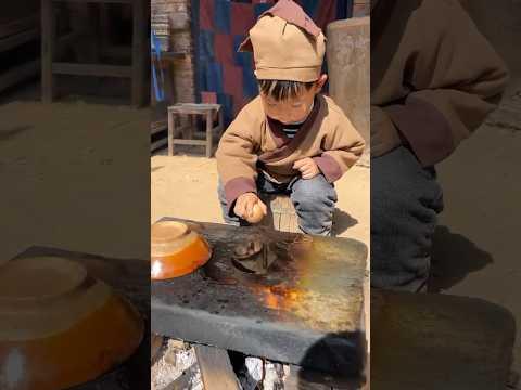 Beautiful nature life FN60/mountain tribal kids knows how to make breakfast an amazing #shorts #fyp thumbnail