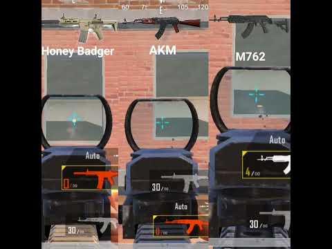 AKM Vs M762 Vs Honey Badger Guns Damage Test | Which is The Best 🤔 #pubg #pubgmobile #bgmi #shorts thumbnail