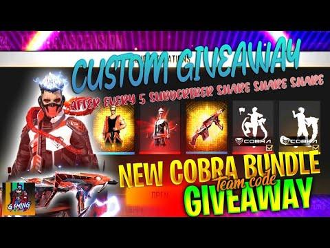 NEW TOP UP EVENT | COBRA BUNDLE | CUSTOM LIVE GIVEAWAY | REDEEM CODE | TEAMCODE GIVEAWAY !!#freefire thumbnail