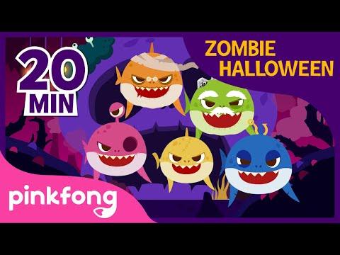 Halloween Zombie Sharks and more | +Compilation | Halloween Baby Shark | Pinkfong Songs for Children thumbnail