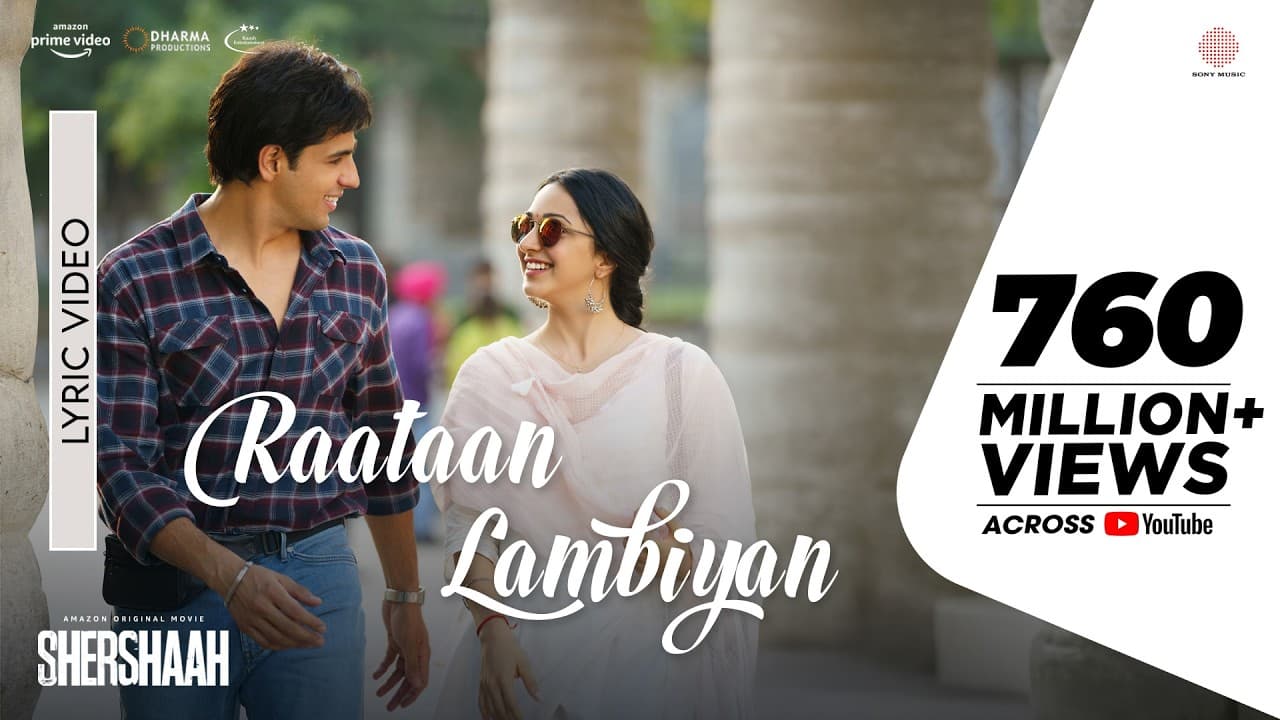 Raataan Lambiyan - Lyric Video | Shershaah | Sidharth, Kiara | Tanishk B. | Jubin | Asees