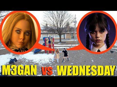 if you see Wednesday Addams vs M3GAN at haunted park RUN! (we found her!) thumbnail
