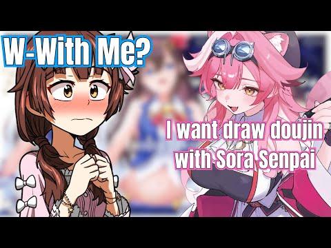 Raora Mamma Wanna Draws Doujin With Sora-Senpai【Hololive】 thumbnail
