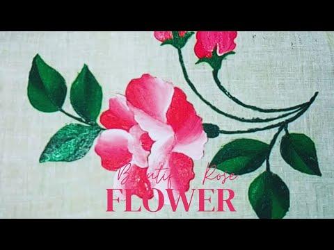 beautiful rose flower fabric design | fabric painting on clothes | art | painting | rose art thumbnail