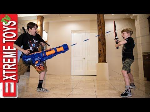 Cartoon Madness! Sneak Attack Squad Sword Battle With Nerf Titan! thumbnail