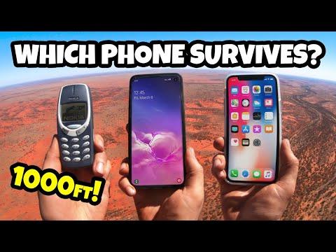1000 ft Drop Test - iPhone 11 Vs. Samsung S10 Vs. Nokia 3310 thumbnail