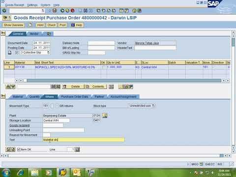 MIGO   GR 161  PO Return FORM SAP #SAP thumbnail
