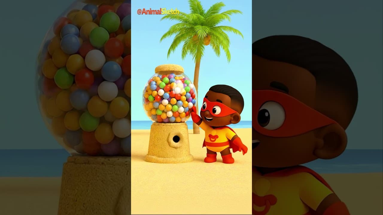 BEACH GUMBALL MACHINE Song!๐๏ธ | Fun Nursery Rhymes For Kids | Learn Colors w/@AnimalSketchโ