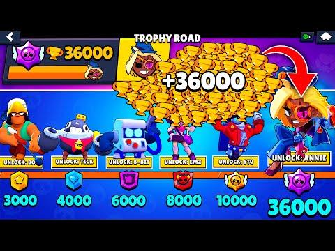 NONSTOP to 36000 TROPHIES Without Collecting TROPHY ROAD + New Brawler Annie - Brawl Stars thumbnail