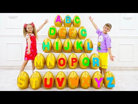 Diana and Roma English Alphabet with Surprise Eggs | ABC thumbnail