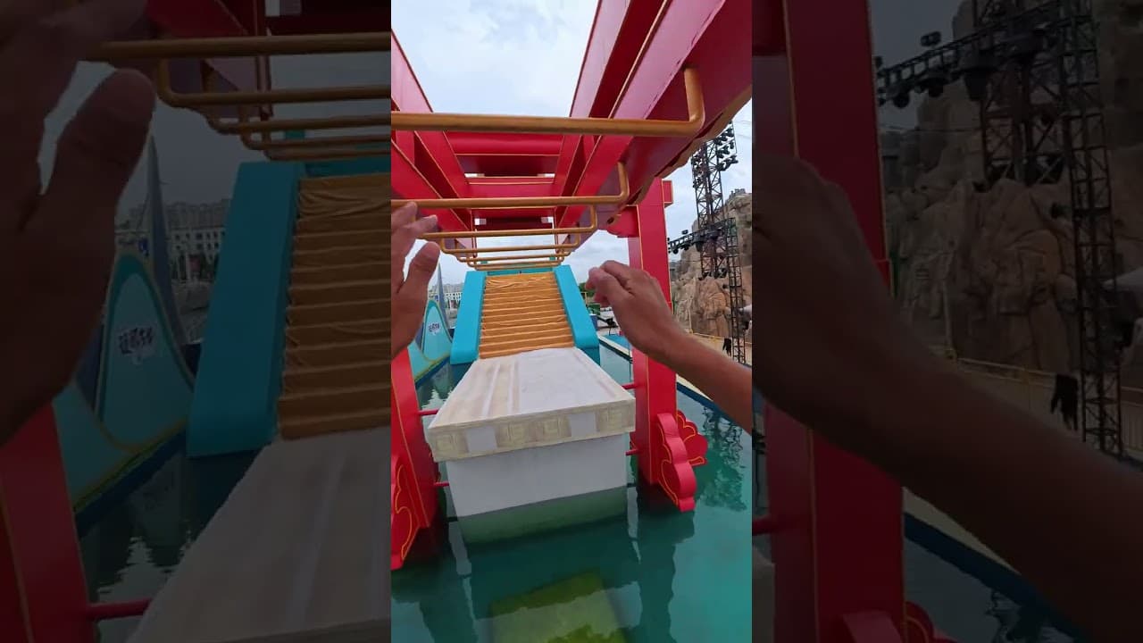 Help the security guard win in the new water ninja๏ผ#stunt #waterpark #parkour #funny #pov #sports