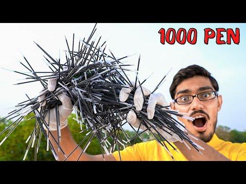 Extracting Ink From 1000 Ball Pens | 1000 पेन में कितनी स्याही निकलेगी? thumbnail