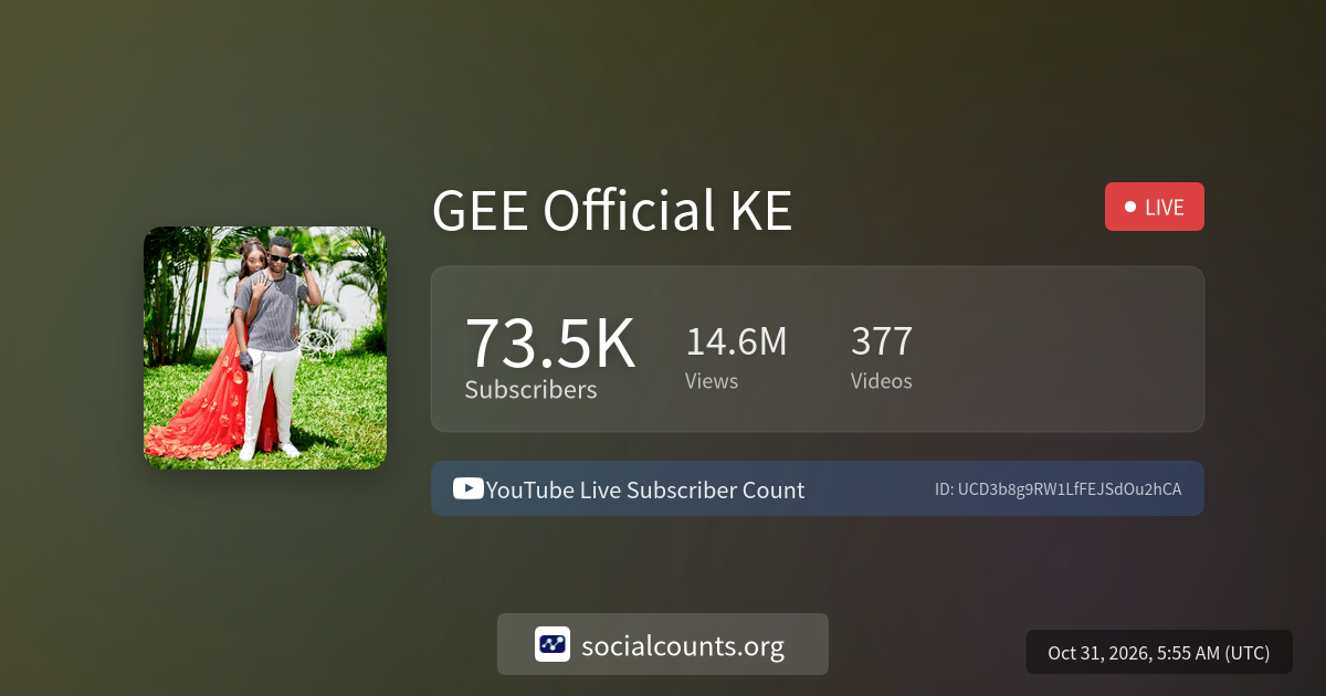 GEE Official KE - YouTube Live Subscriber Count - SocialCounts.org