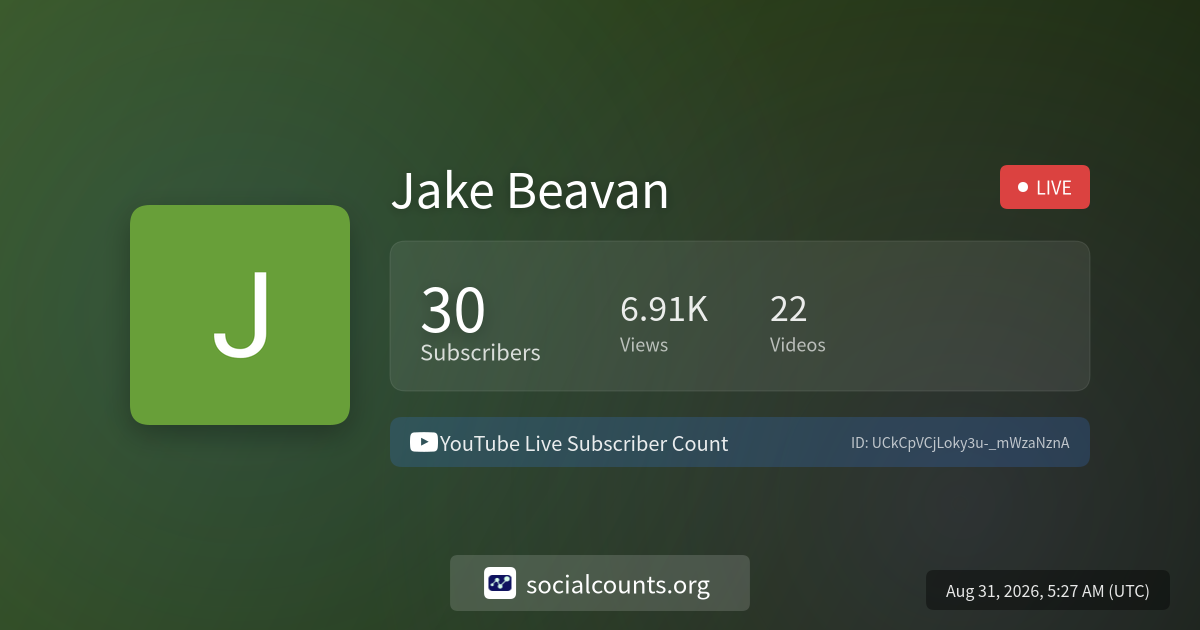 jake-beavan-youtube-live-subscriber-count-socialcounts