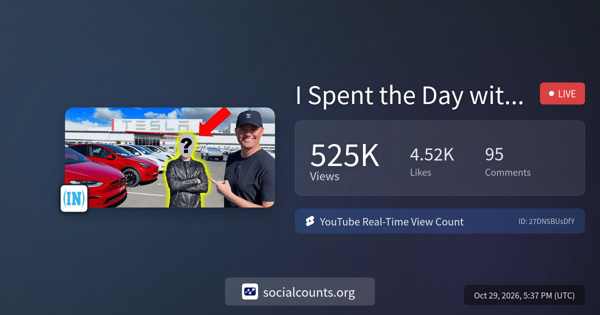 I Spent the Day with a TESLA SPY! | Real-Time YouTube Live View Count ...