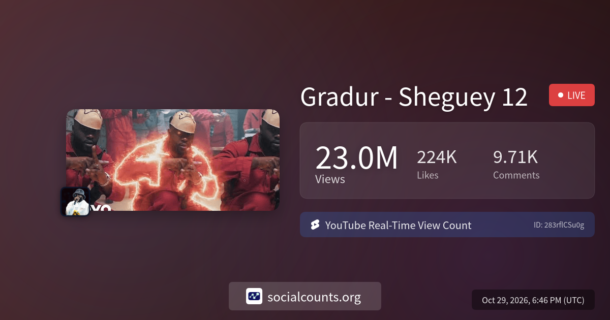 Gradur - Sheguey 12 | Real-Time YouTube Live View Count | SocialCounts.org