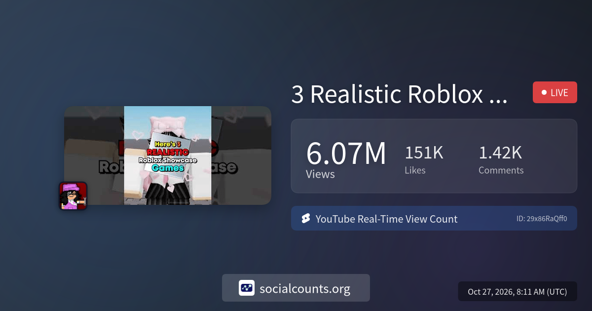 3 Realistic Roblox Games | Real-Time YouTube Live View Count ...