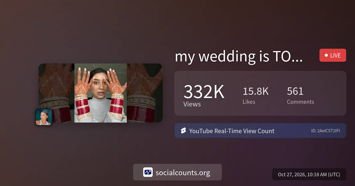 my wedding is TOMORROW 🥹 | Real-Time YouTube Live View Count ...