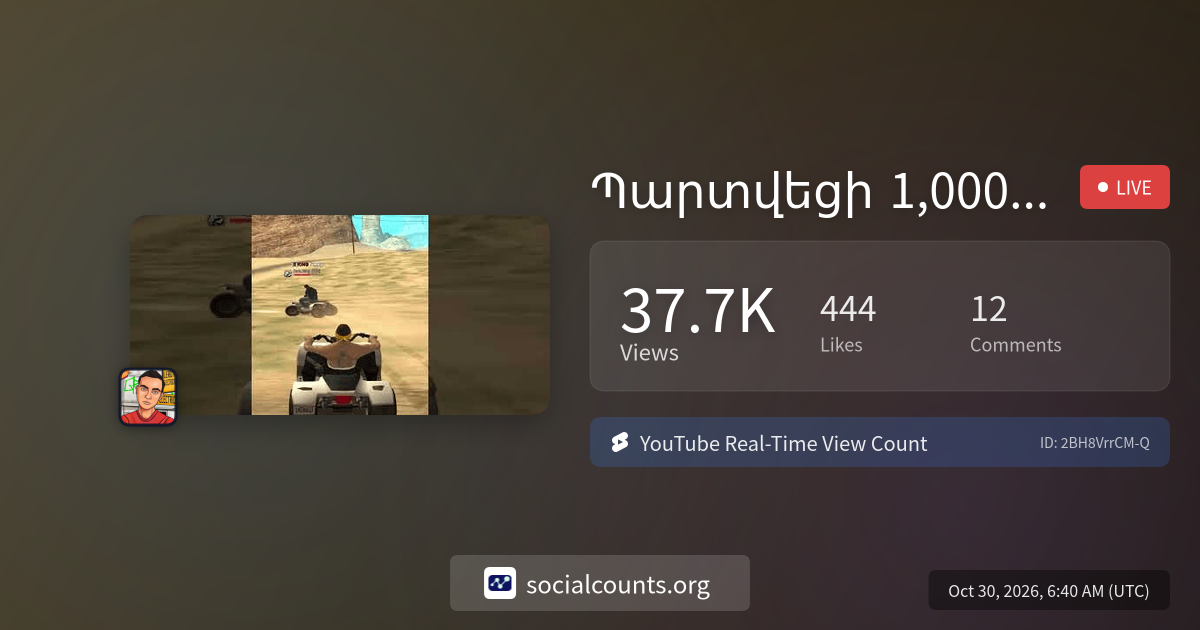 Պարտվեցի 1,000,000$😱 | Real-Time YouTube Live View Count | SocialCounts.org