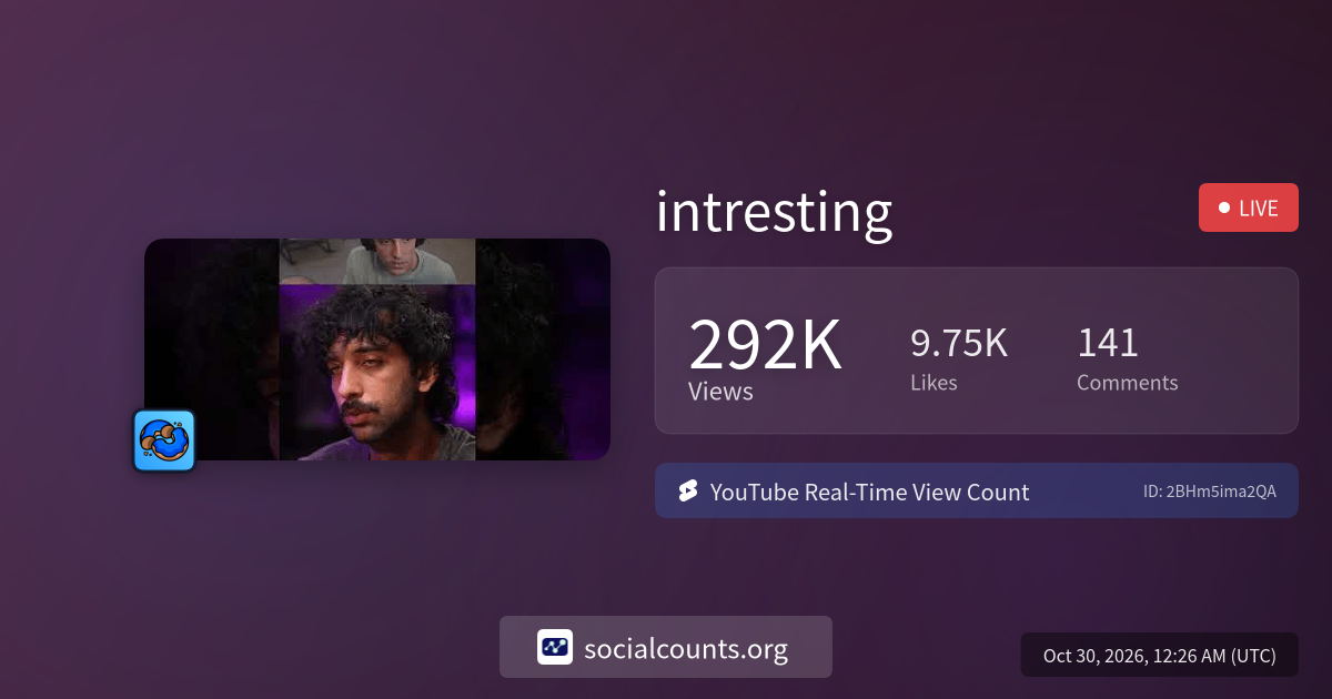 intresting | Real-Time YouTube Live View Count | SocialCounts.org