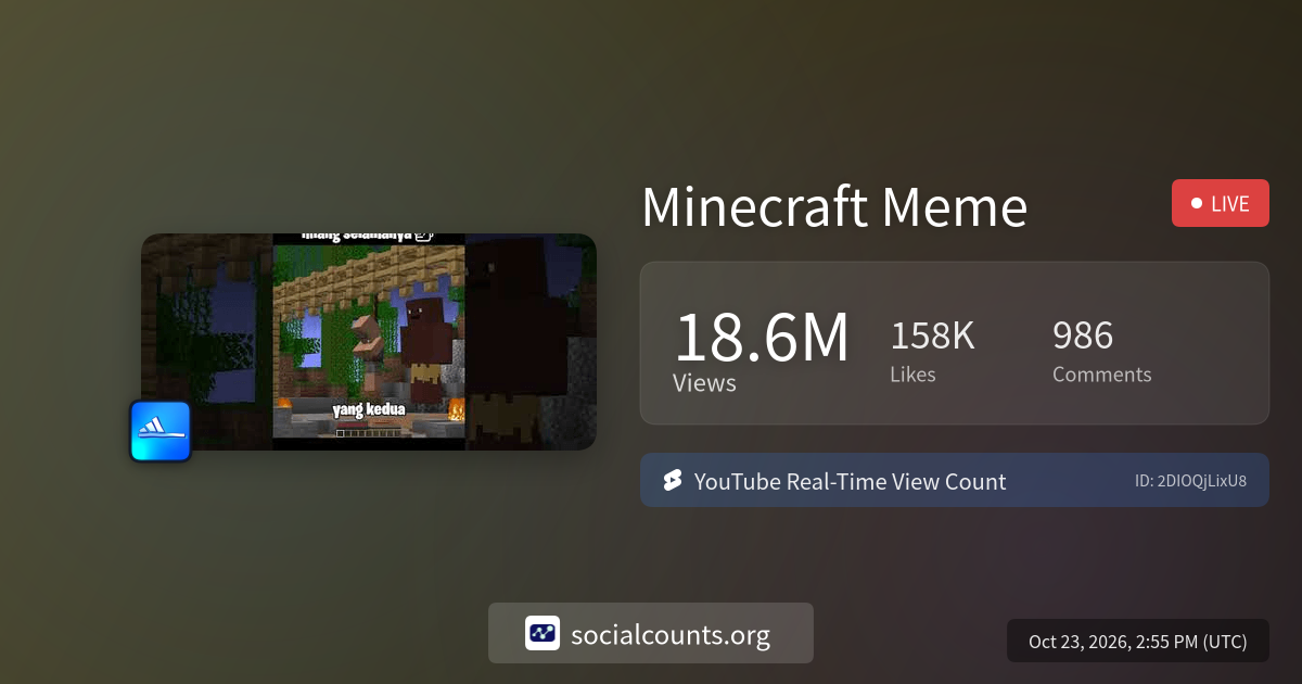 Minecraft Meme | Real-Time YouTube Live View Count | SocialCounts.org