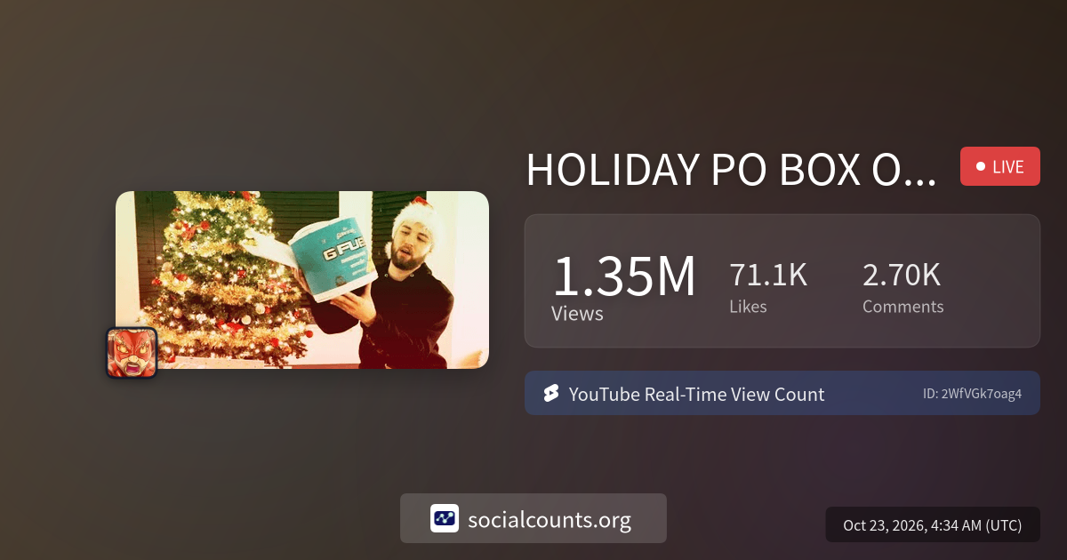 HOLIDAY PO BOX OPENING | Real-Time YouTube Live View Count ...