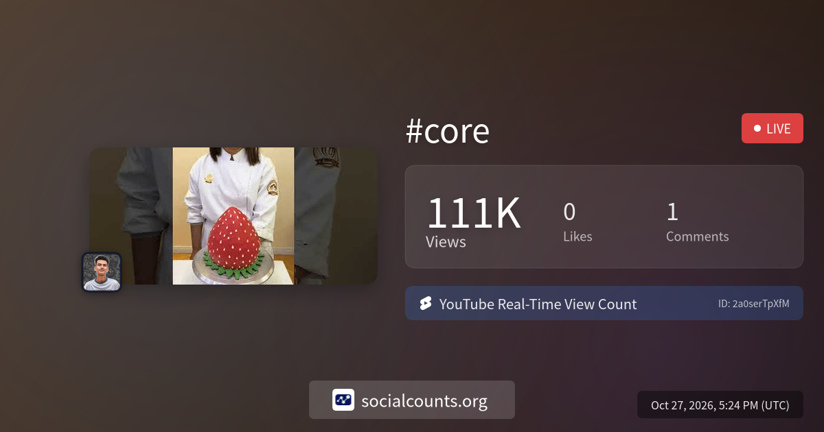 #core | Real-Time YouTube Live View Count | SocialCounts.org