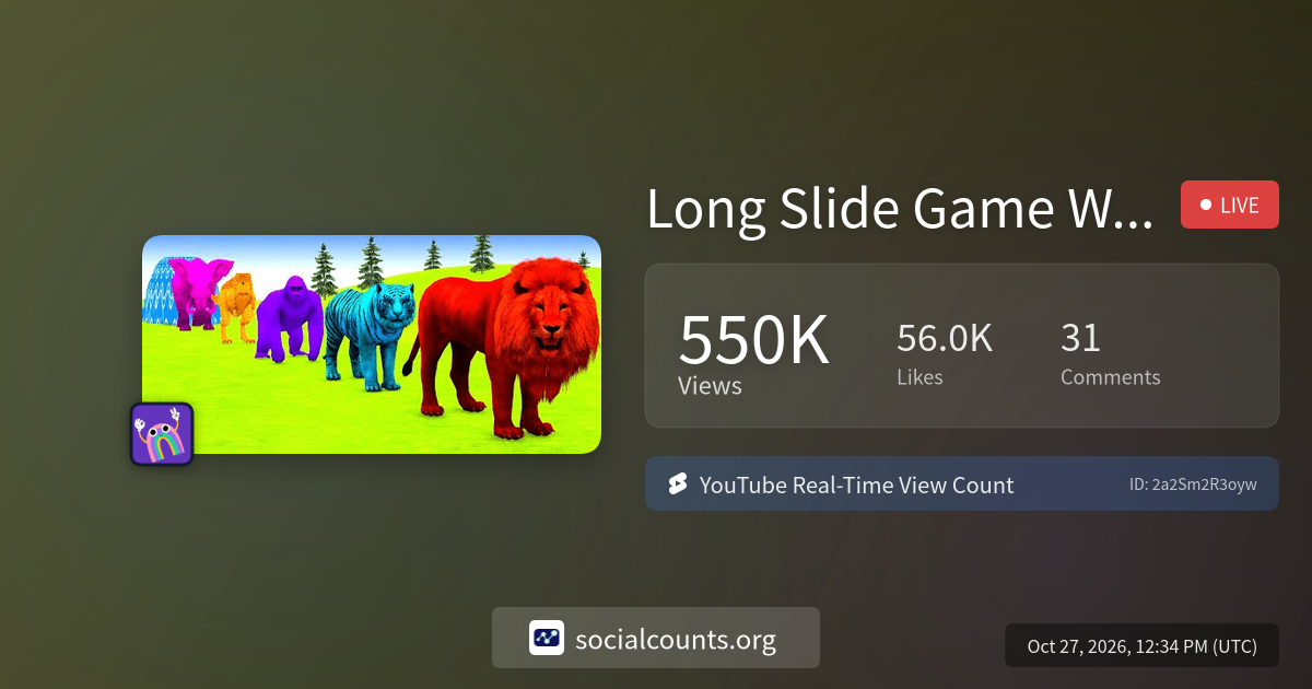 Long Slide Game With Elephant Gorilla Buffalo Hippopotamus Tiger - 3d ...