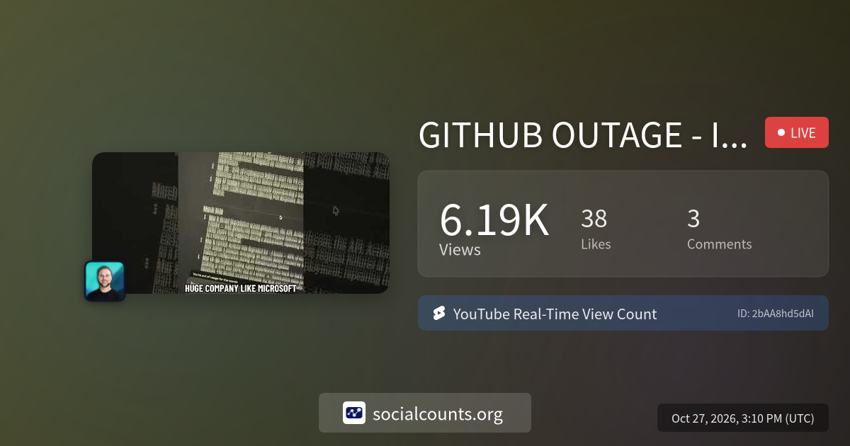 GITHUB OUTAGE - INSANE | Real-Time YouTube Live View Count ...