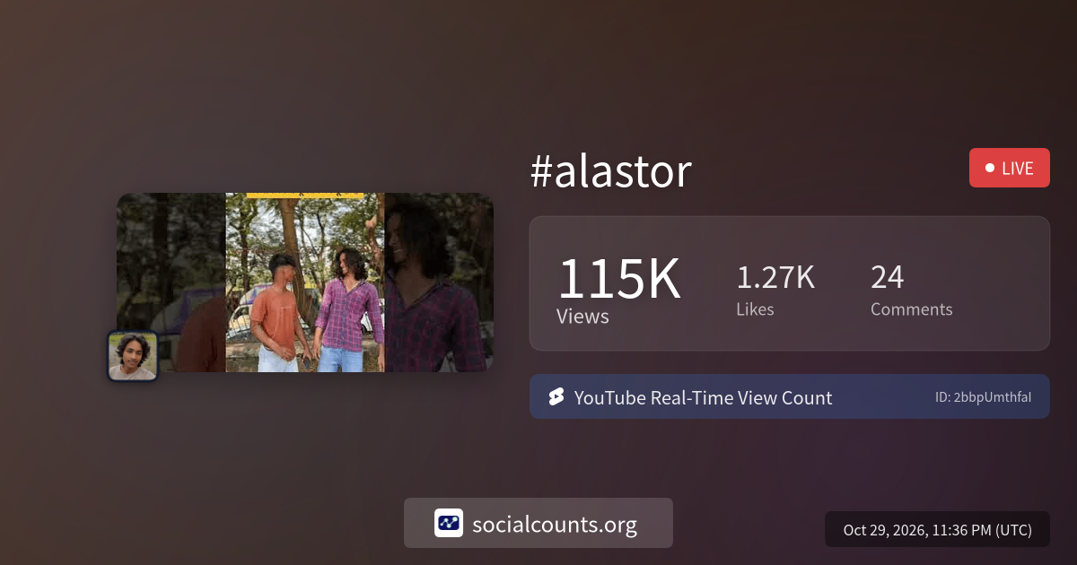 #alastor | Real-Time YouTube Live View Count | SocialCounts.org