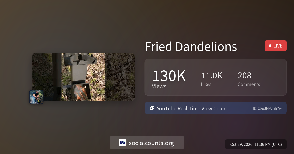 Fried Dandelions | Real-Time YouTube Live View Count | SocialCounts.org