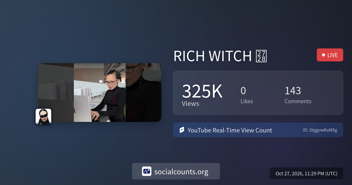 RICH WITCH | Real-Time YouTube Live View Count | SocialCounts.org